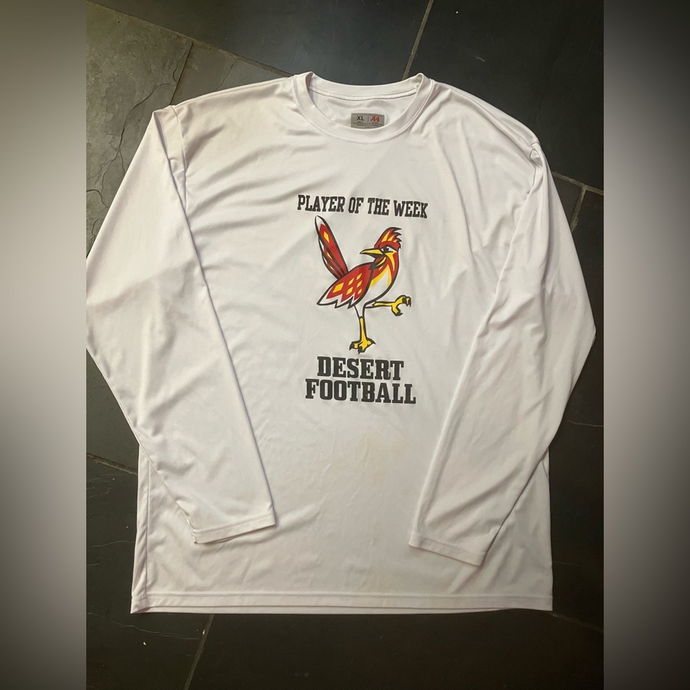 Men’s Size XL White Long Sleeve Desert Football Shirt As Is w/stain